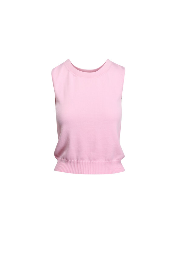 Oscar de la Renta Pink Sleeveless Wool Crop Tank Top