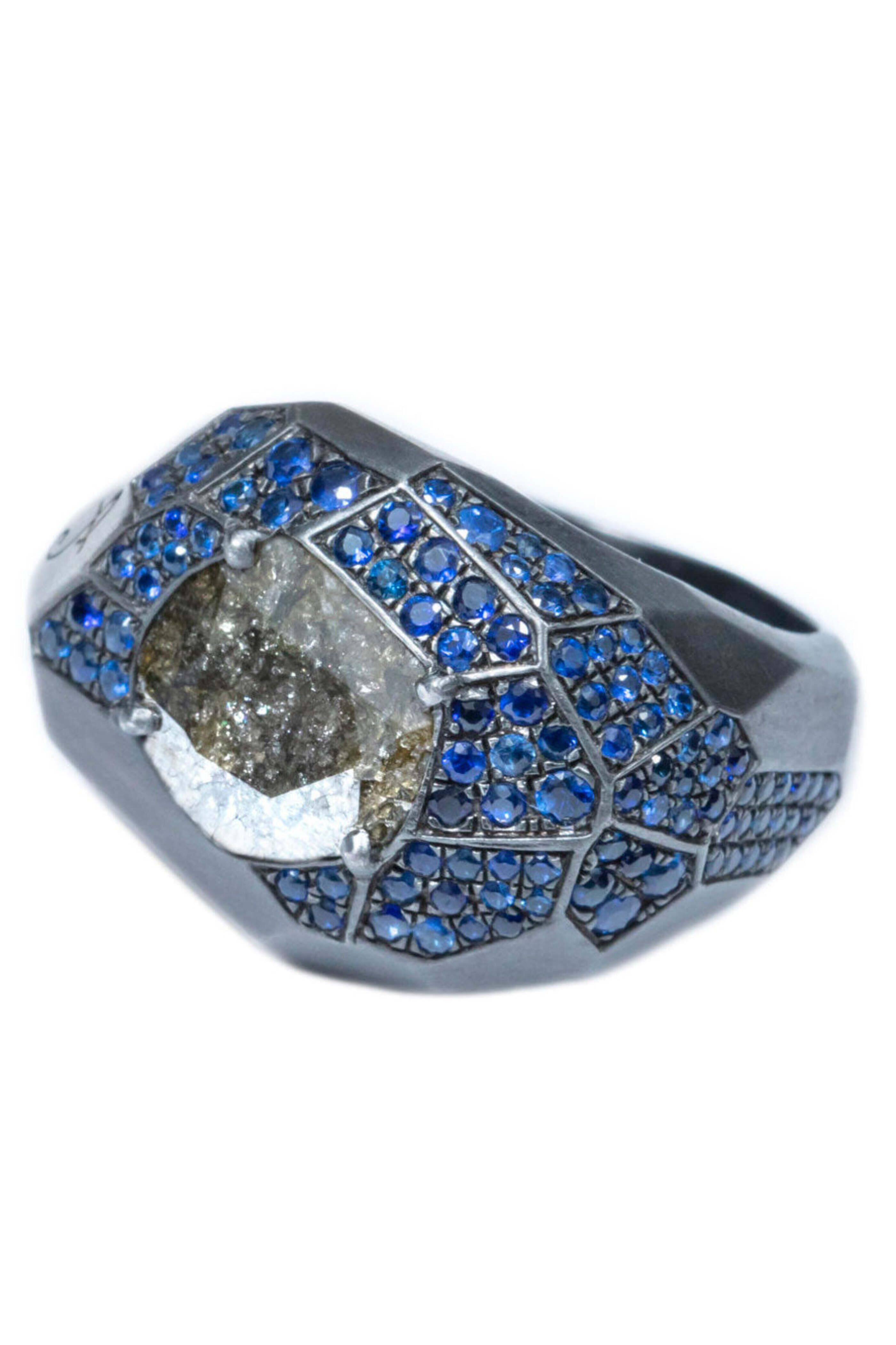 Katerina Ioannidis - Slice Diamond and Sapphire Facet Collection Ring