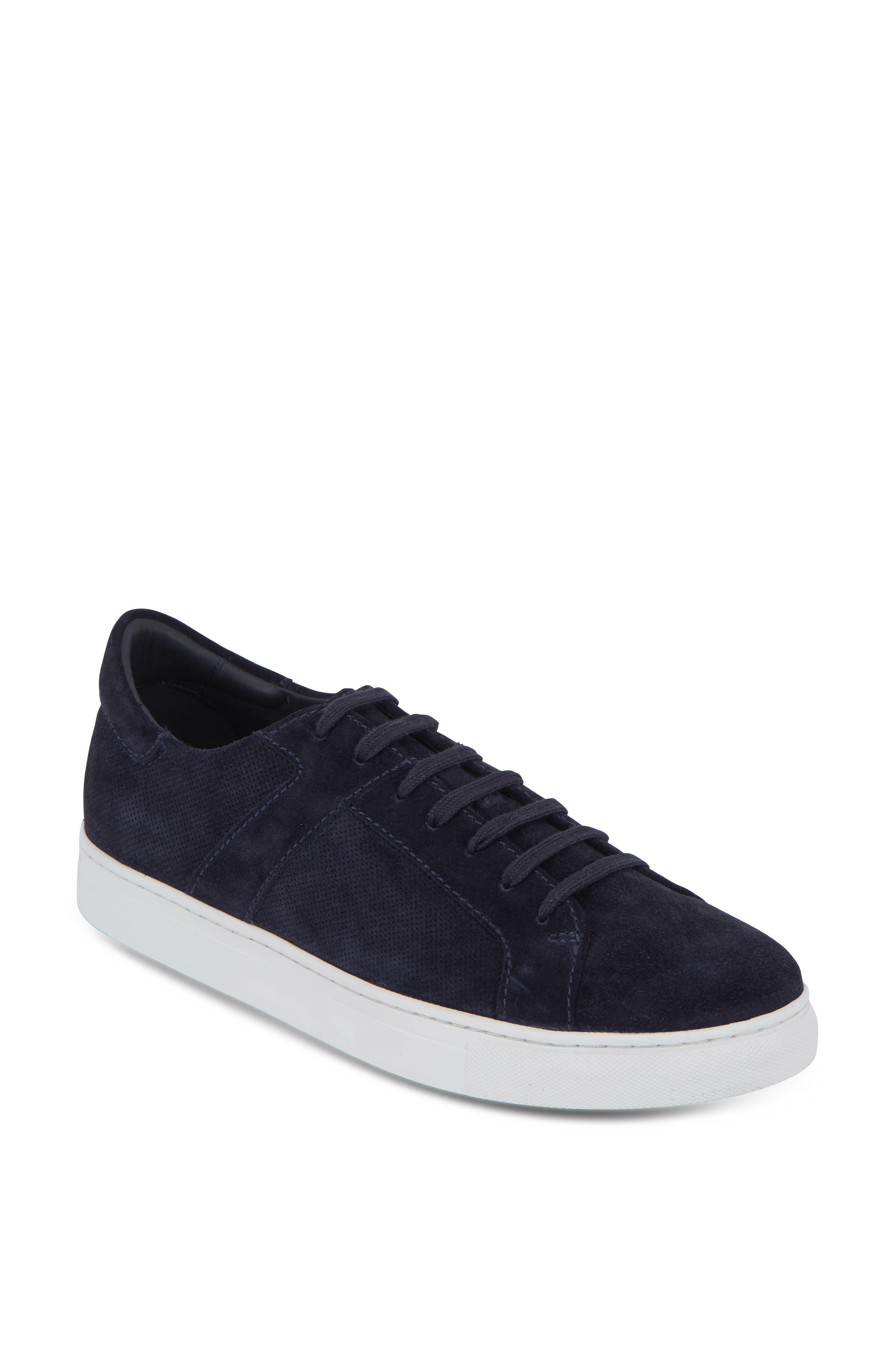 Trask Aaron Navy Blue English Suede Sneaker Mitchell Stores