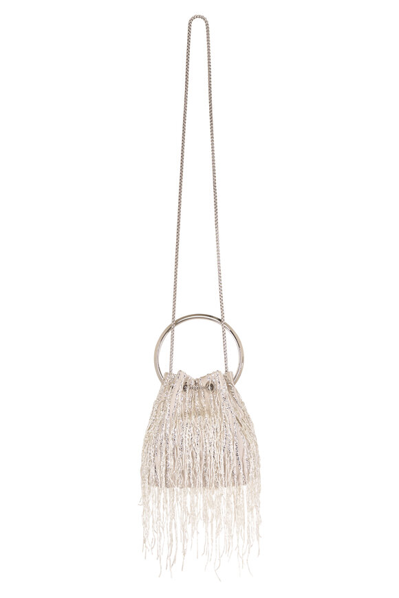 Jimmy Choo Bon Bon Silver Fringe Embroidery Top Handle Bag - view 3