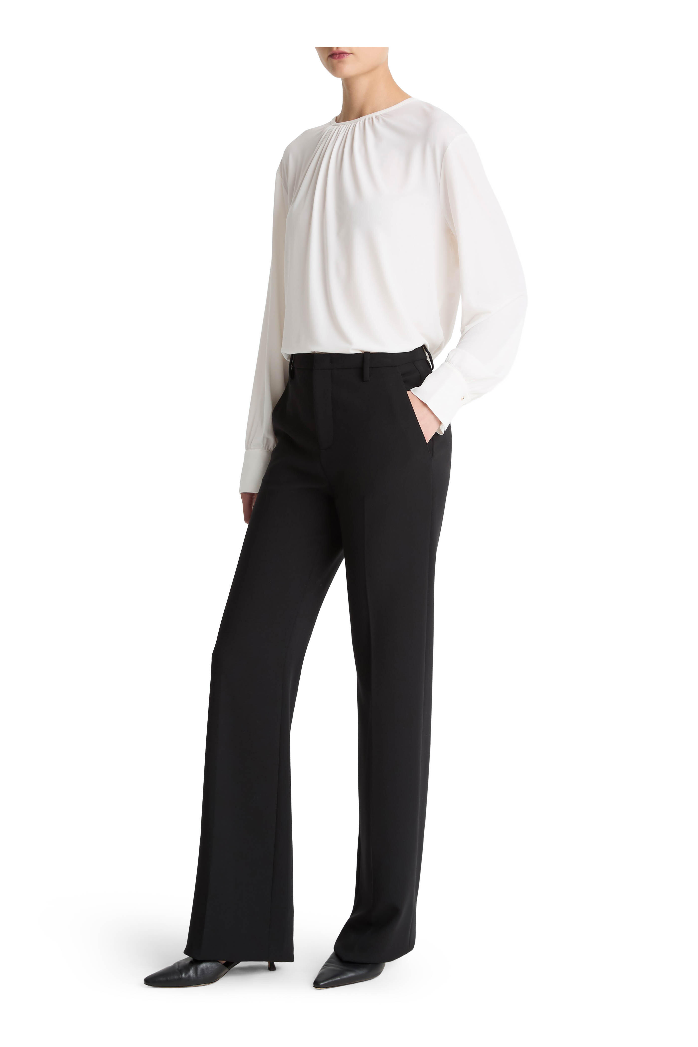 Vince - Black Mid-Rise Tailored Flare Pant