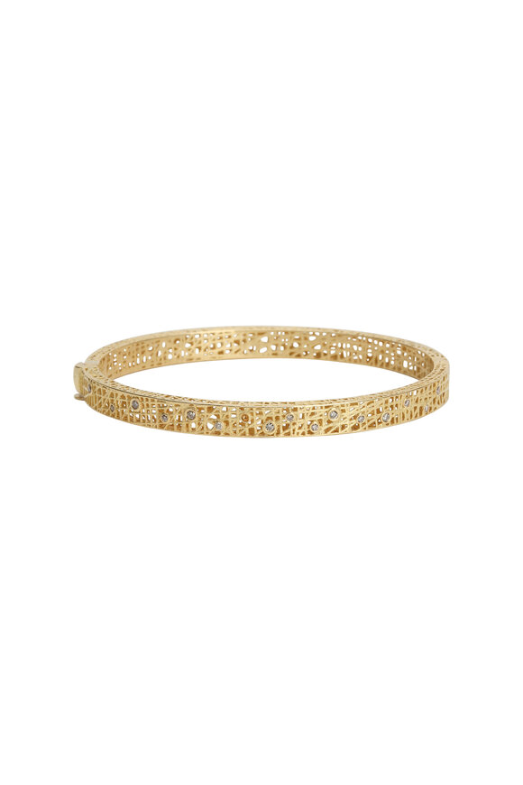 Yossi Harari - 18K Gold Champagne Diamond Lace Cuff Bracelet