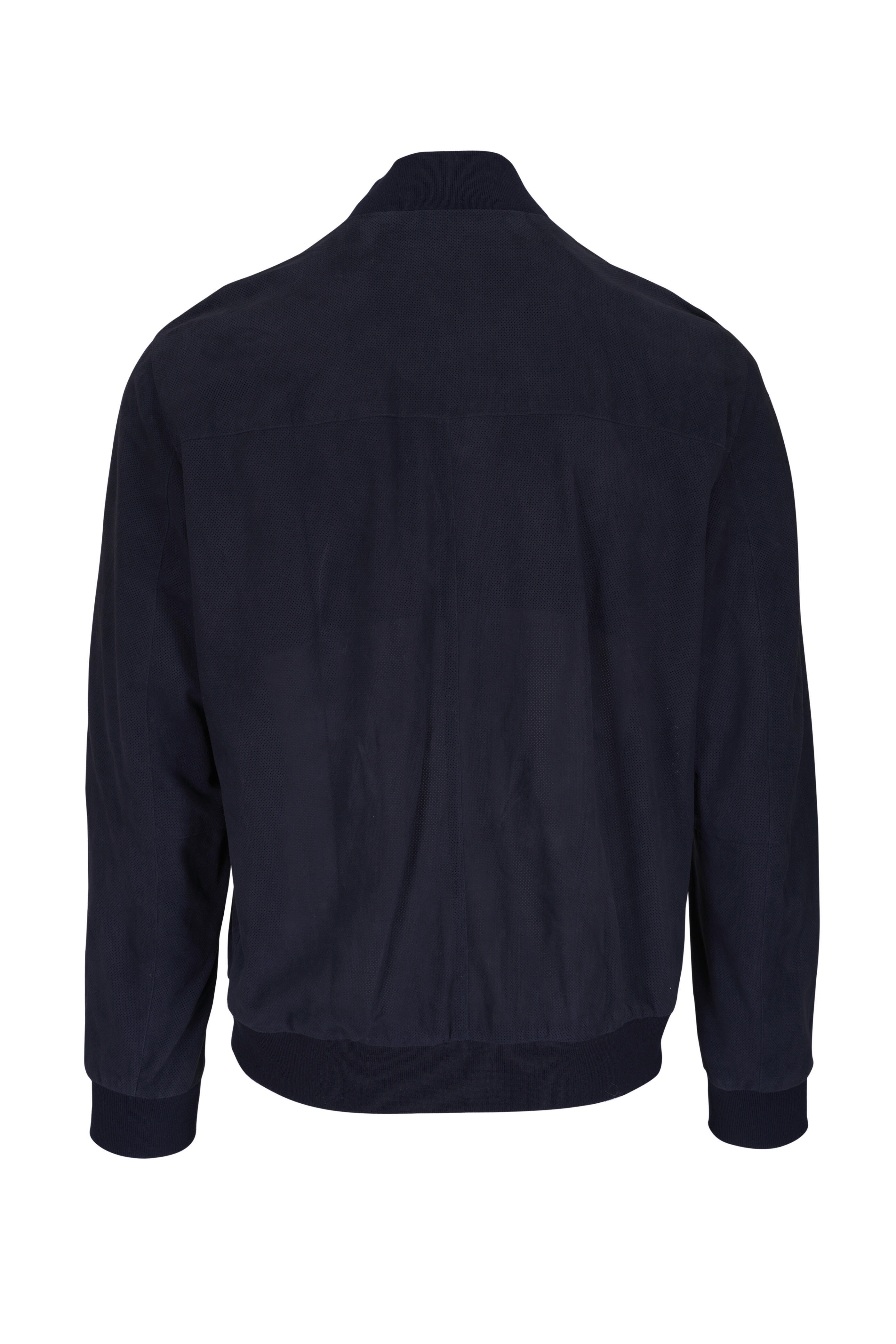 Brioni - Midnight Blue Suede Bomber Jacket