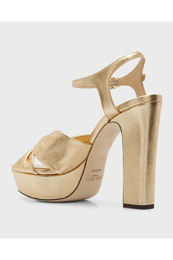Jimmy Choo Heloise Ankle Strap Platform Sandal in Gold - view 3