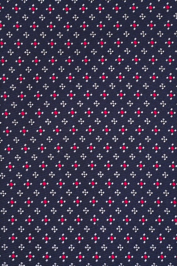 Zegna - Navy, White, and Red Geometric Print Silk Necktie