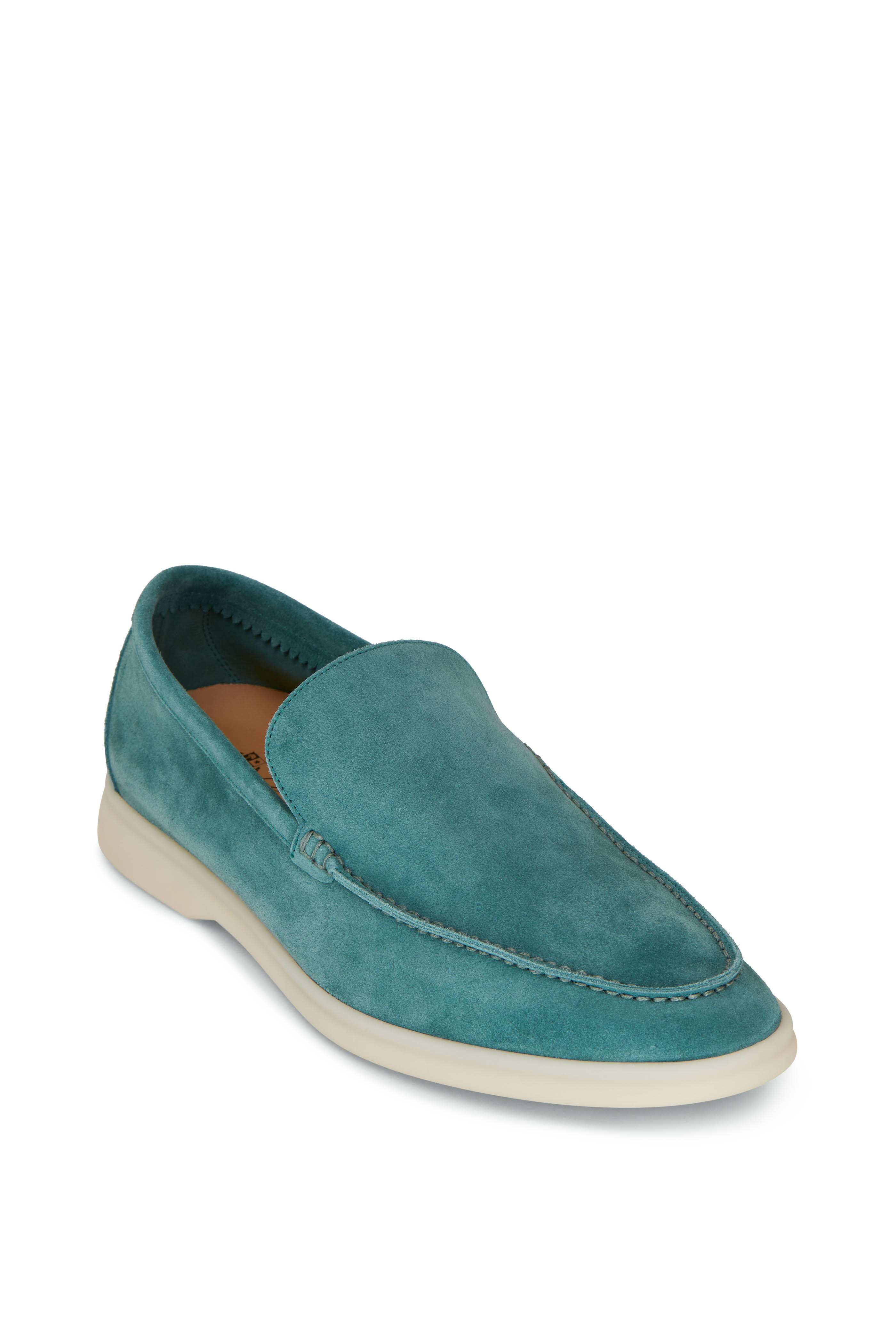 Loro Piana - Summer Walk Teal Suede Loafer | Mitchell Stores