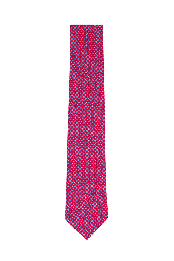 Ferragamo Red Salvia Print Silk Necktie