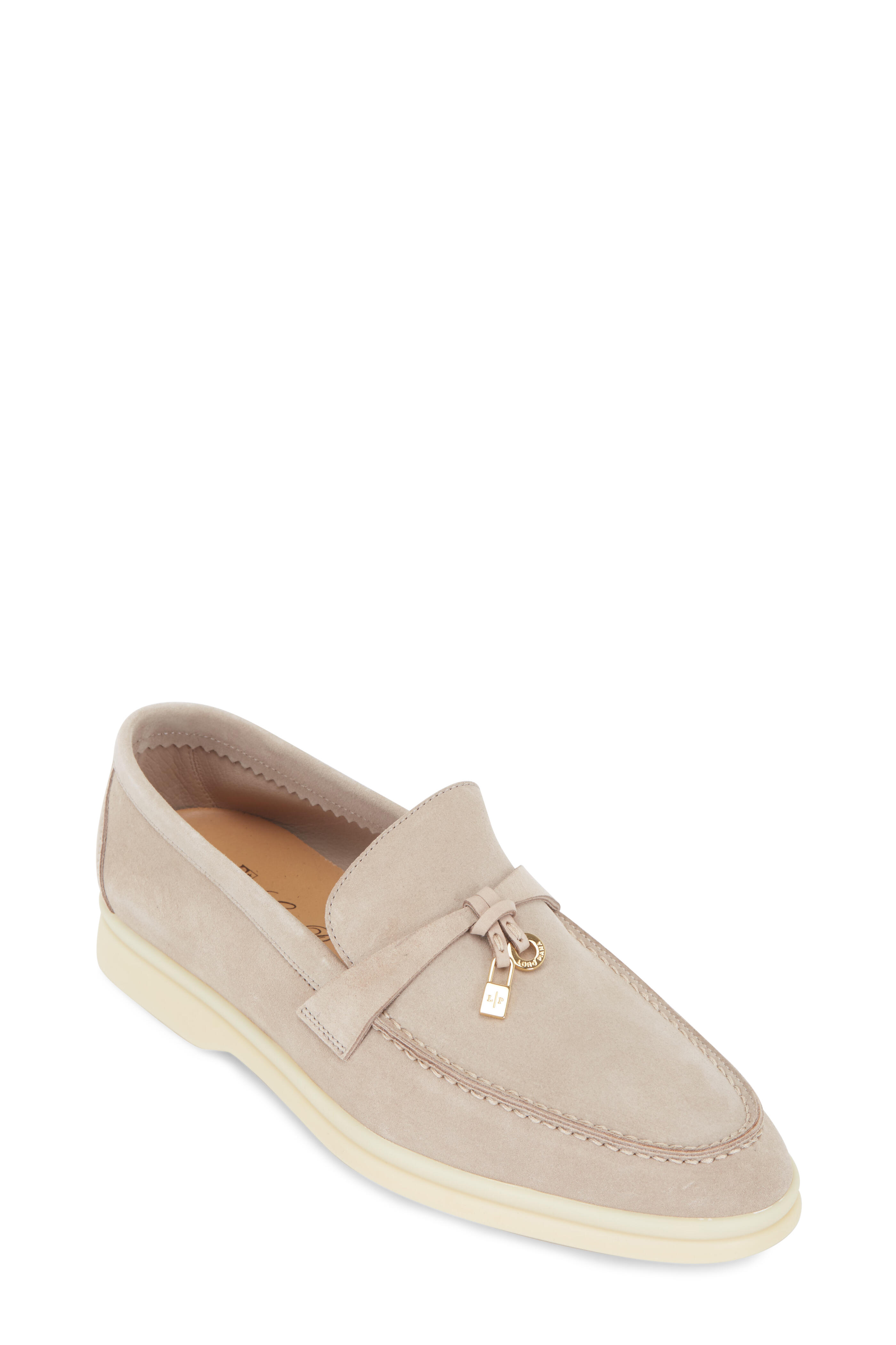 LORO PIANA サンダル Summer Charms suede slides812601 Summer Charms Sandal Suede Goatskin Powder Pearl | Loro Piana US