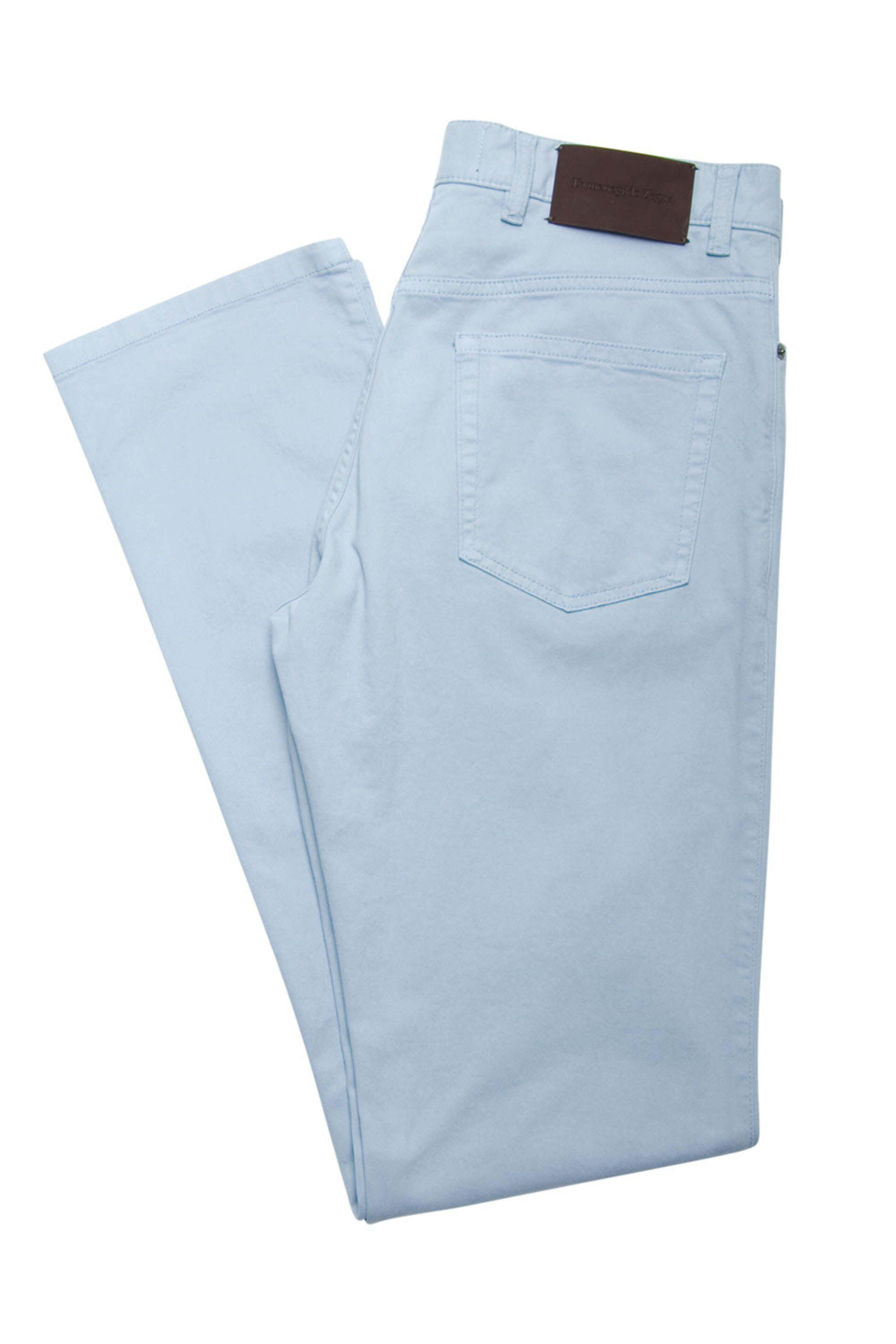 Zegna - Light Blue Stretch Cotton 5 Pocket Pant