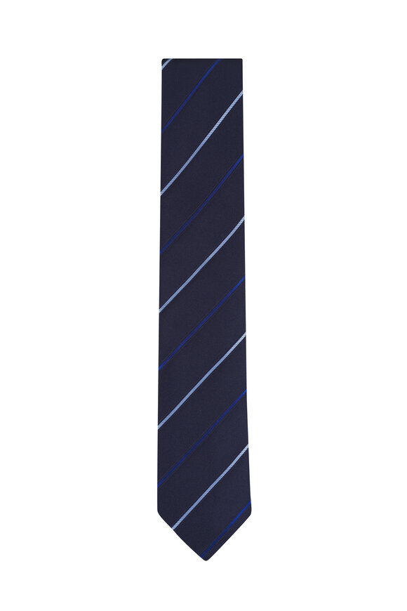 Canali Navy Stripe Silk Necktie