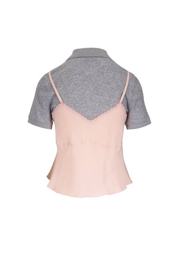 Miu Miu Peach & Gray Moroccan Crepe Top - view 3