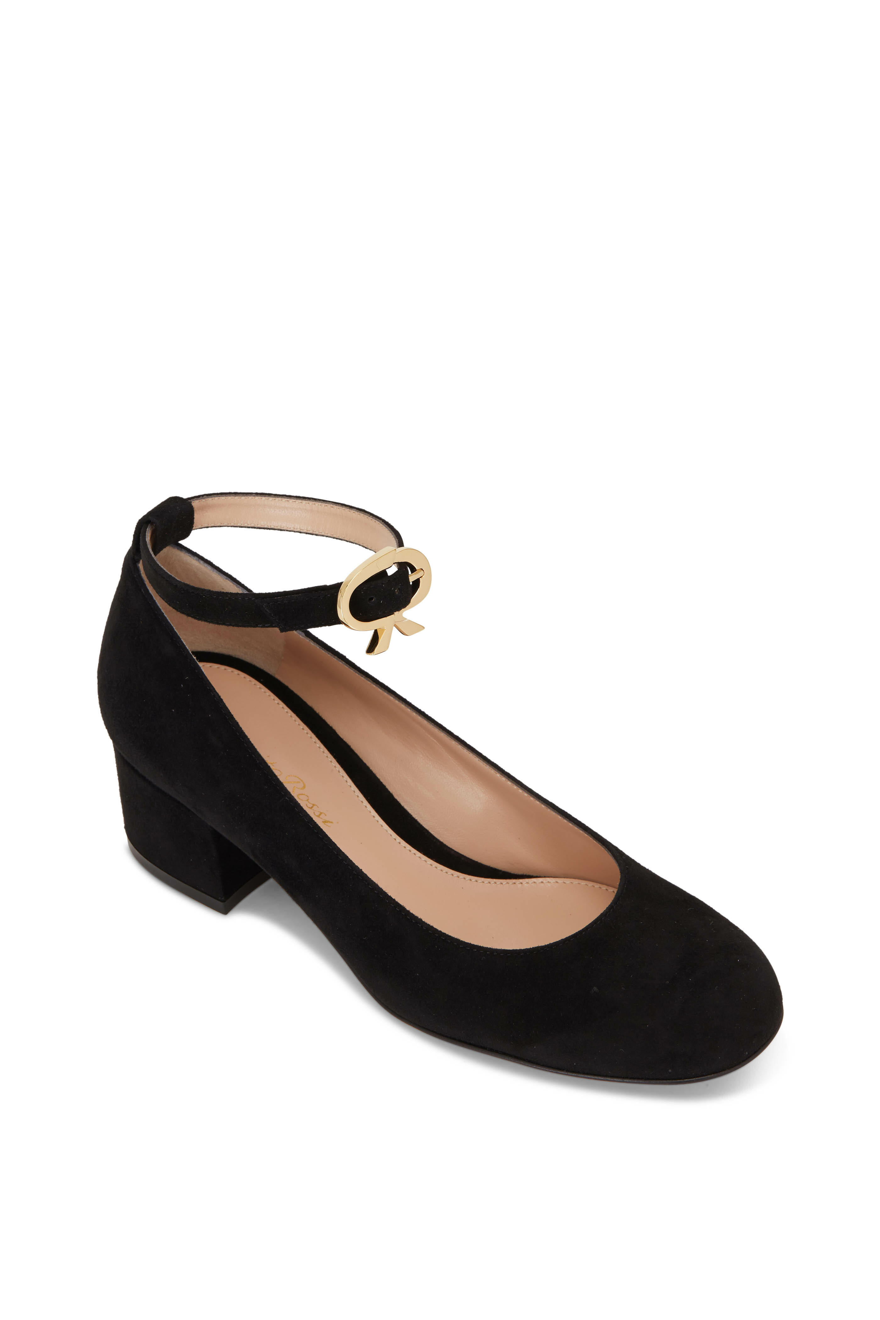 Gianvito Rossi - Black Suede Round Toe Pump