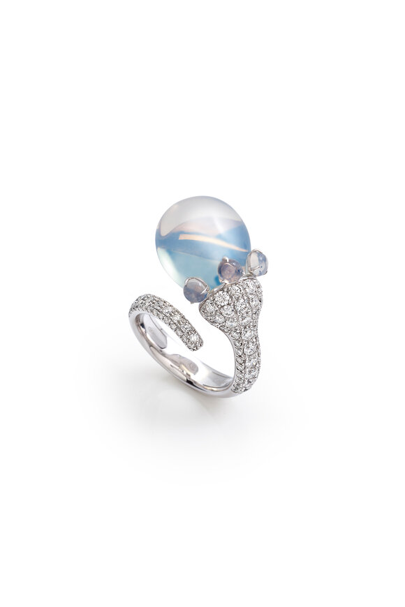 Chantecler 18k White Gold Diamond & Crystal Pearl Ring