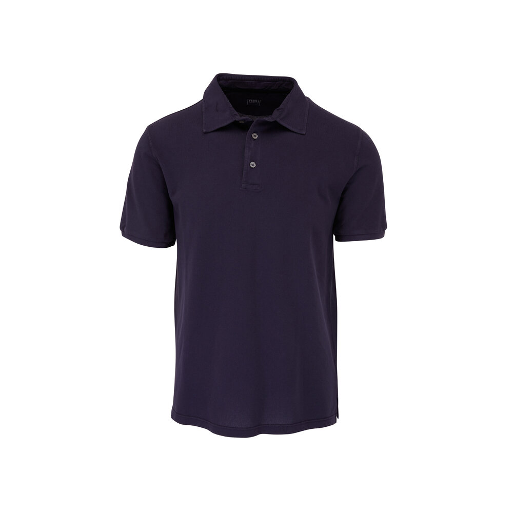 Fedeli Classic Short Sleeve Knitted Pique Polo Shirt French Navy