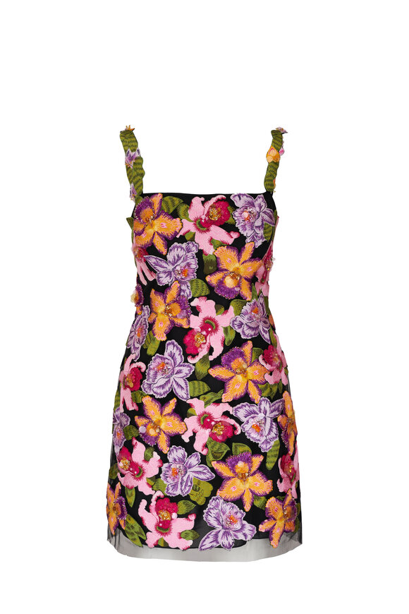 Carolina Herrera Floral Embroidered & Embellished Mini Dress 