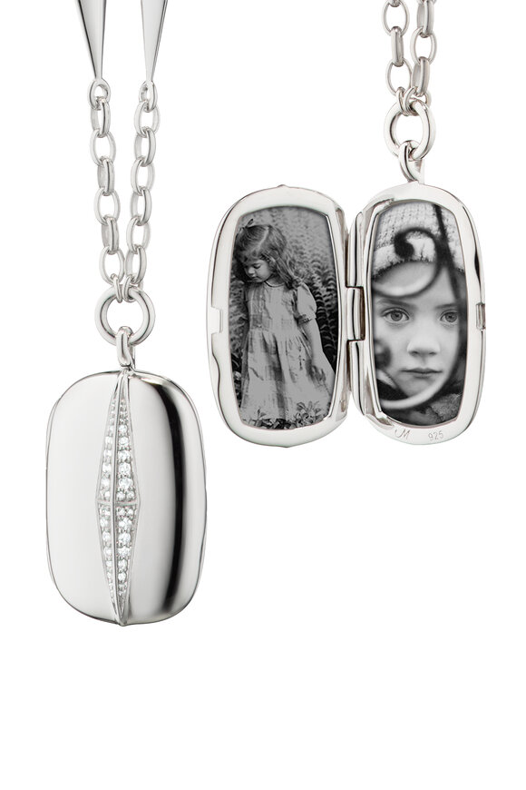 Monica Rich Kosann Sterling Silver Point North Pave Locket Necklace