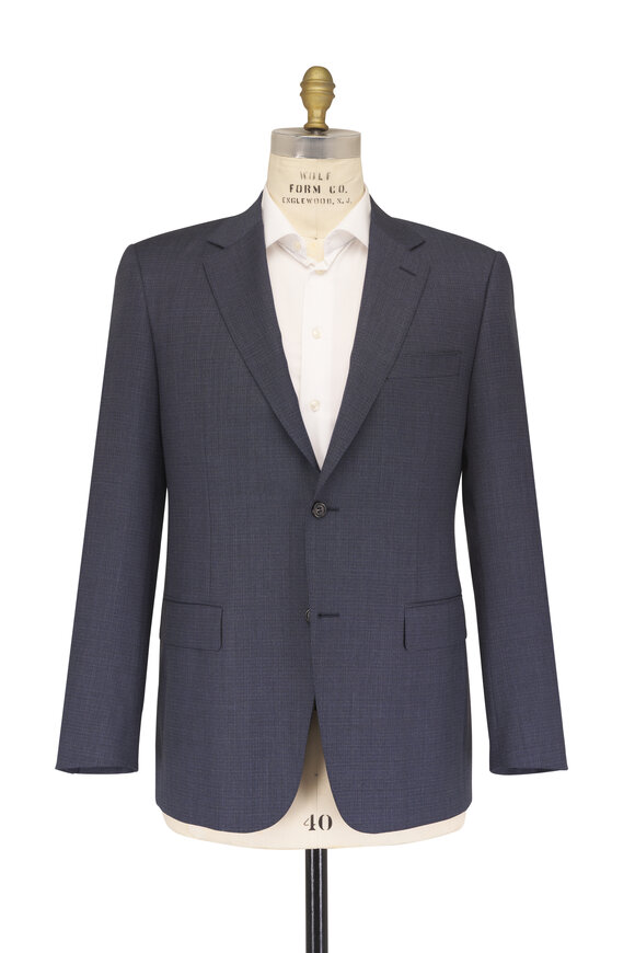 Canali Dark Blue Micro Check Wool Suit - view 2
