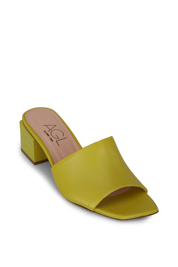 AGL Angie Lime Leather Slide Sandal, 65mm 