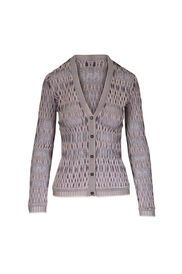 Missoni Beige Multi Metallic V-Neck Cardigan