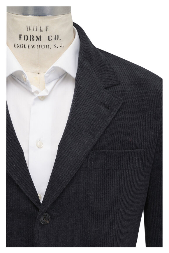 Brunello Cucinelli Charcoal Gray Cotton & Cashmere Corduroy Sportcoat