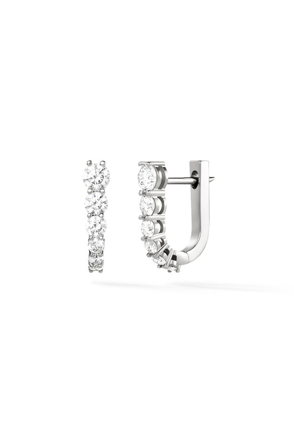 Melissa Kaye 18k White Gold Diamond Aria U Huggies - view 1