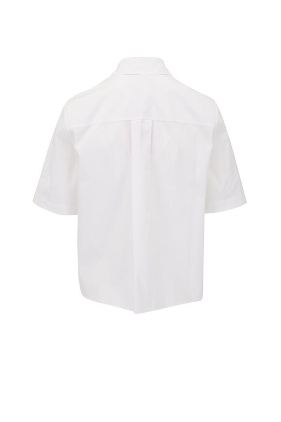 Carolina Herrera - White Embroidered Short Sleeve Blouse 