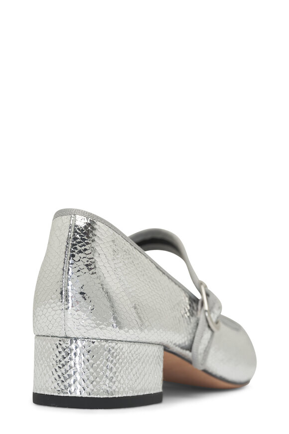 Veronica Beard - Cade Silver Embossed Leather Mary Jane Pump, 30mm