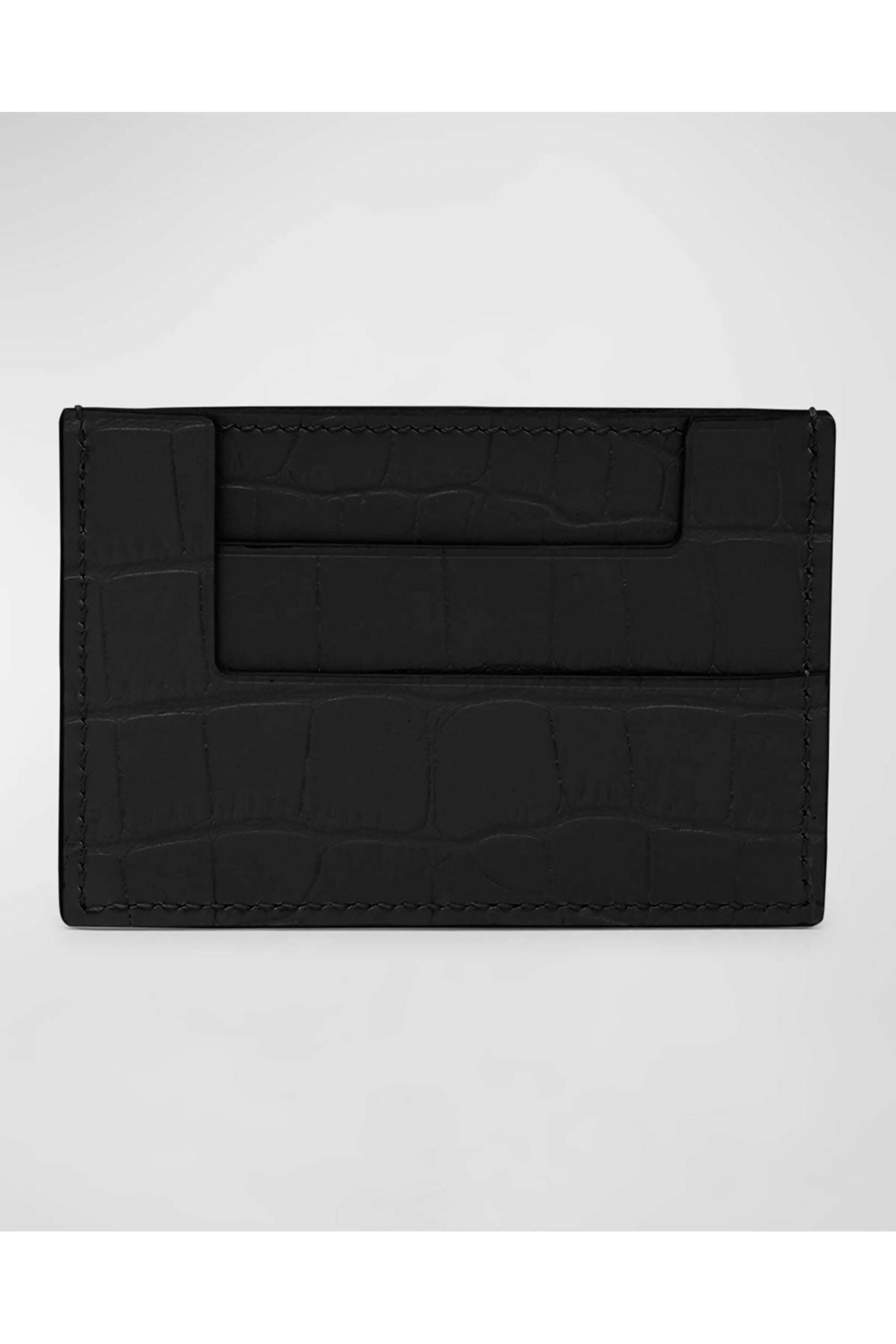 Tom Ford - Croc-Embossed Leather Card Holder in Black