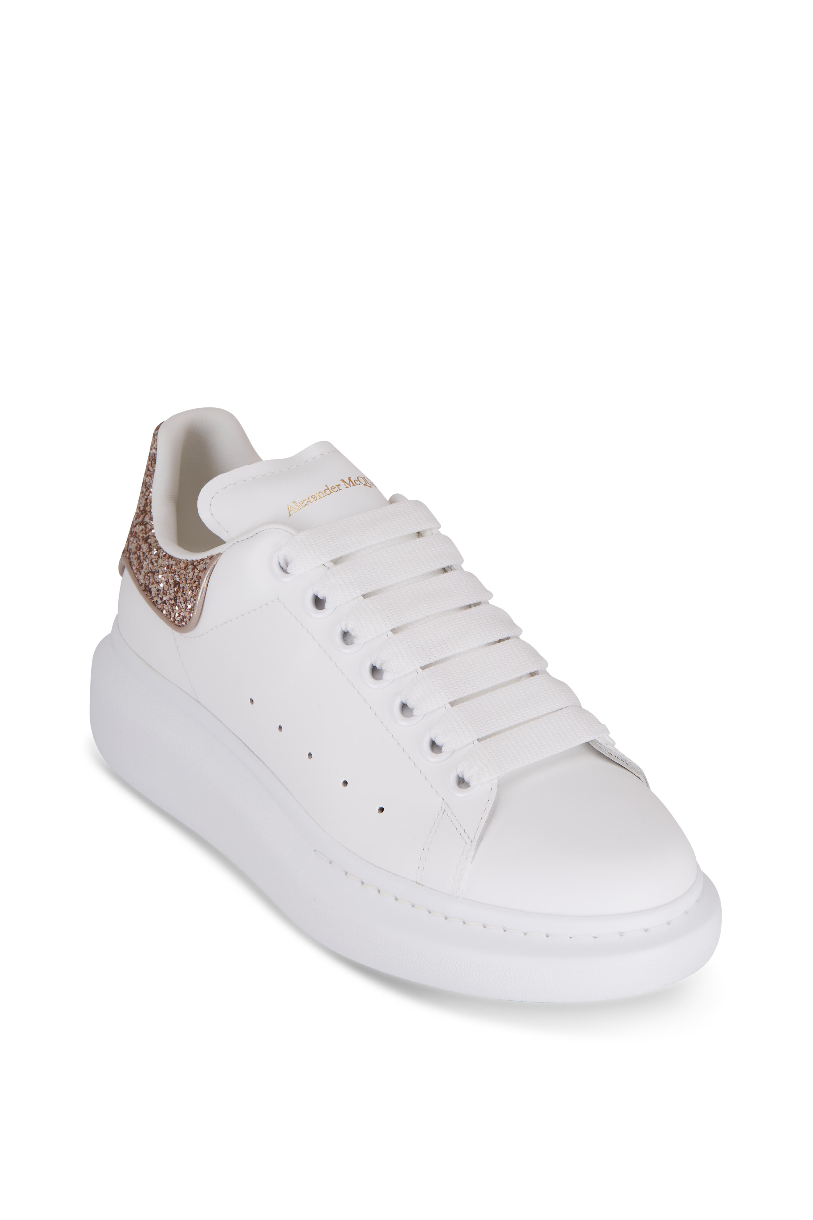 Alexander McQueen - White & Calico Glitter Sole Sneaker
