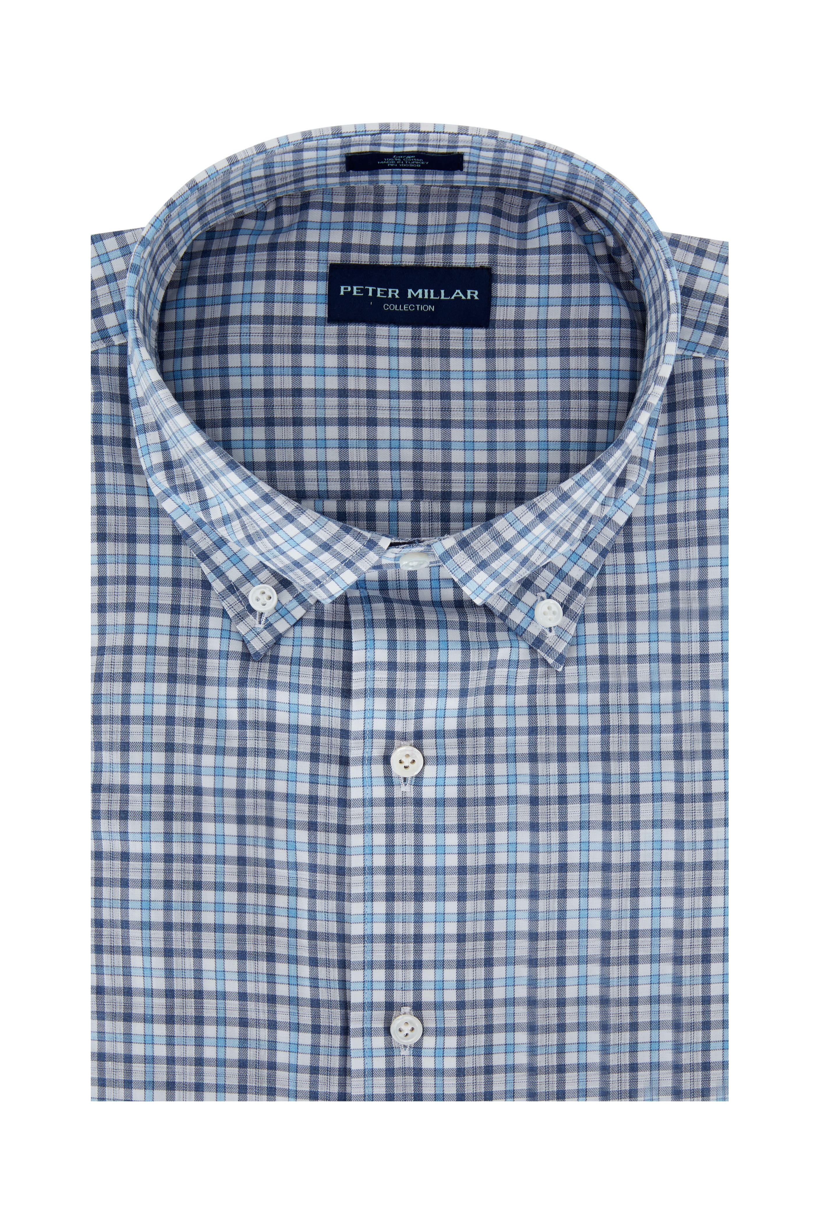 Peter Millar - Blue & Gray Check Sport Shirt - view 1