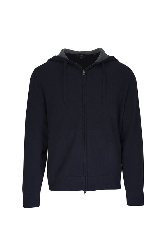 Vince Coastal Blue Cashmere Front Zip Hoodie