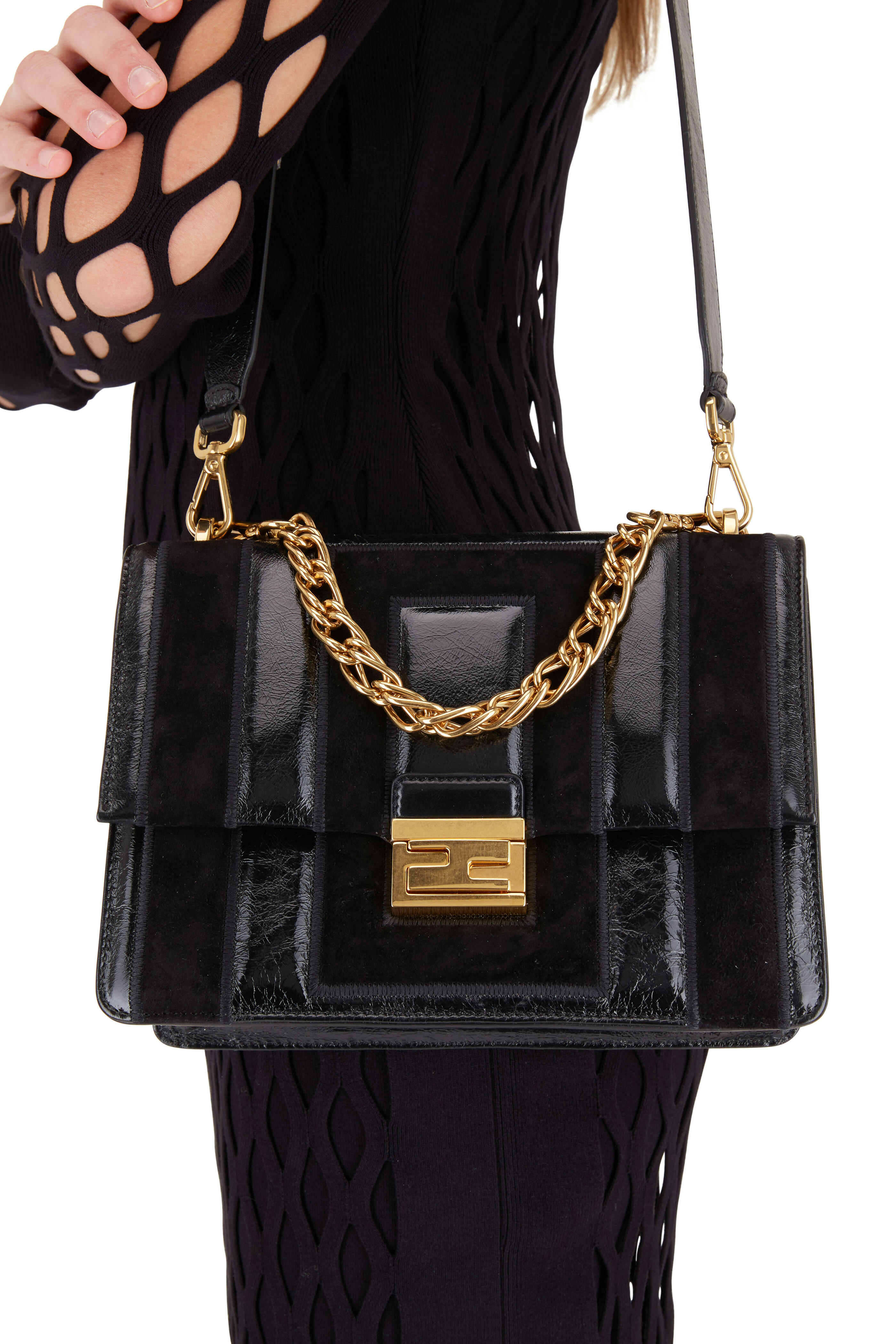 Fendi Black Kan I shoulder bag with Fendi Black Logo detail