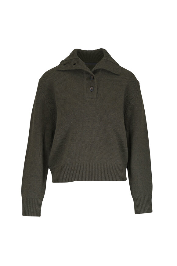 Nili Lotan Renata Dark Pine Wool Collared Sweater - view 1