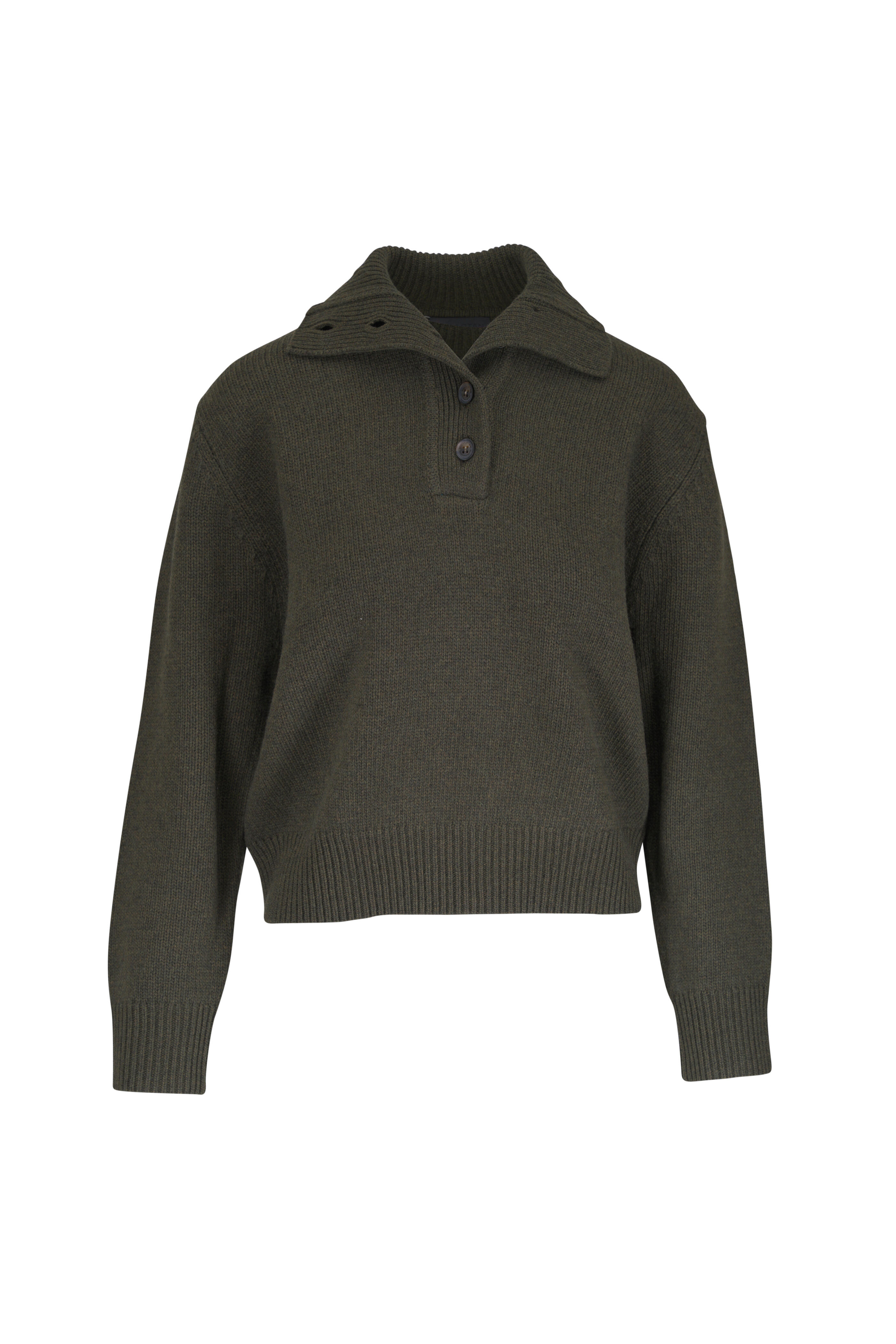 Nili Lotan - Renata Dark Pine Wool Collared Sweater - view 1