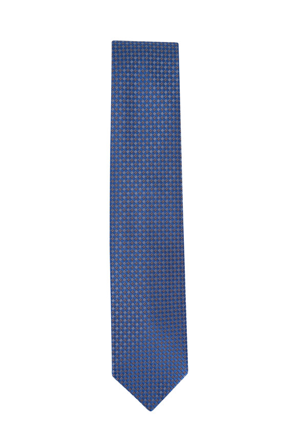 Brioni - Light Blue Check Silk Necktie 