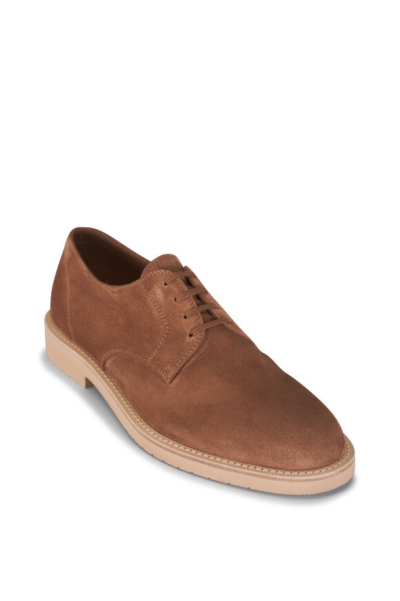 Brunello Cucinelli Reversed Hazelnut Suede Lightweight Derby Laceup