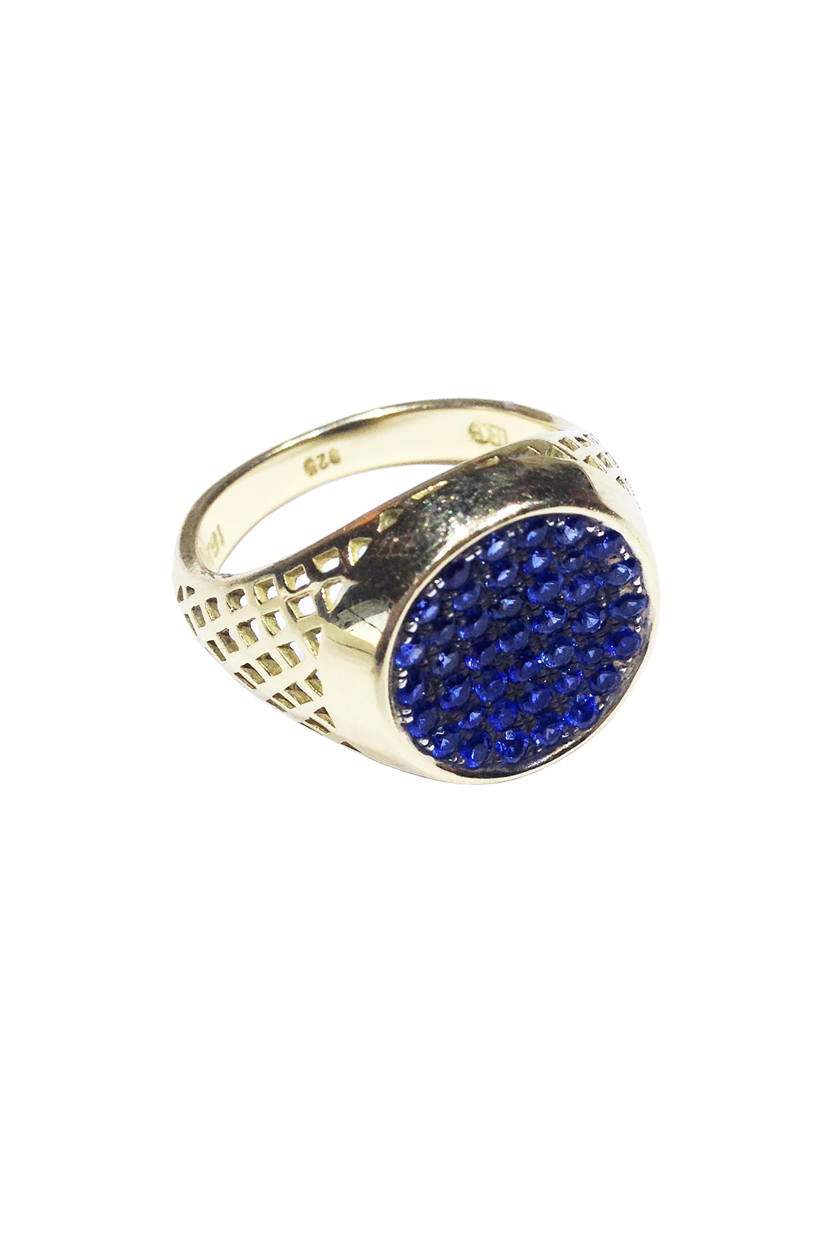 Ray Griffiths - 18K Yellow Gold Pavè Sapphire Pinkie Ring