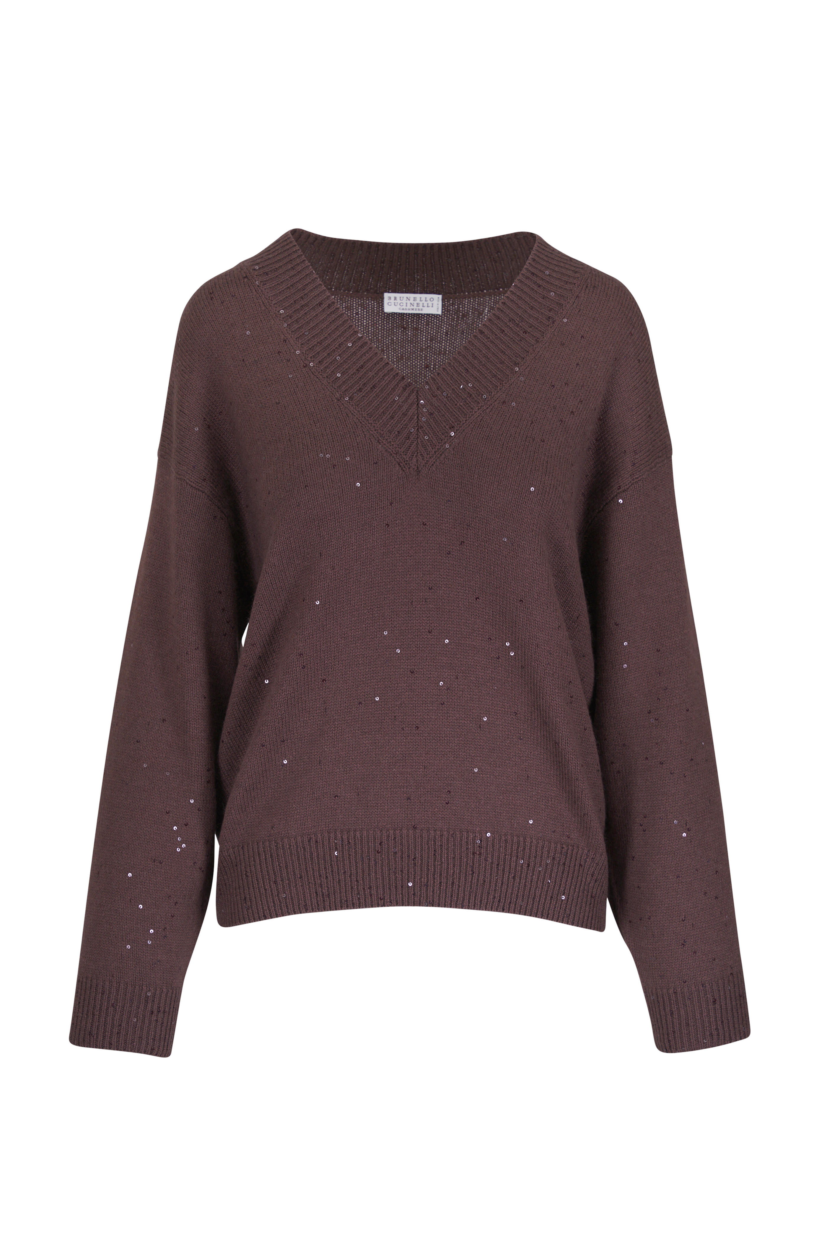 Brunello Cucinelli - Fondant Cashmere & Silk Paillette V-Neck Sweater - view 1