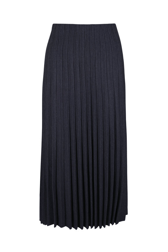 Agnona Dark Gray Wool, Cashmere & Silk Pleated Midi Skirt - view 1