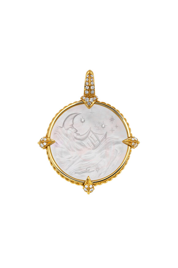 Paspaley 18k Yellow Gold Dive Seascape Coin Charm - view 1