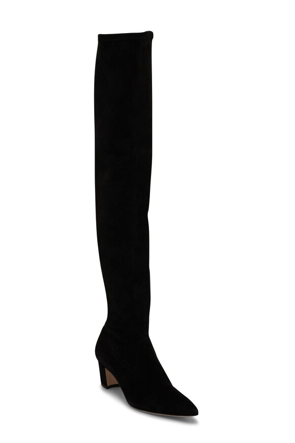 Manolo Blahnik Lupasca Black Suede Over-The-Knee Boot, 50mm