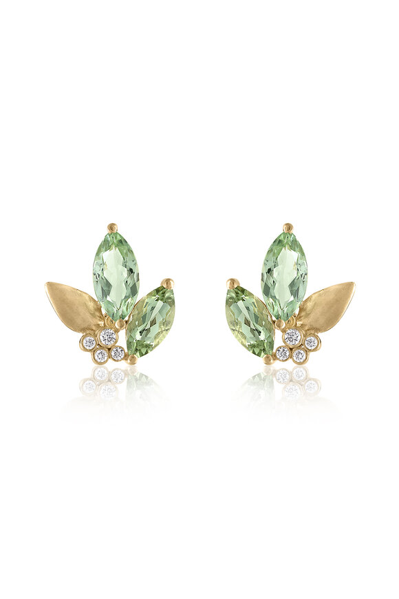 Loriann Flora Green Tourmaline & Diamond Earrings - view 1