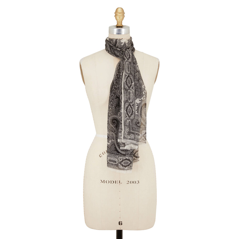 【送料&関税込】Etro Silk Shawl ETRO scarf shawl 164cm 64″ 64cm 25″ rectangle wool silk