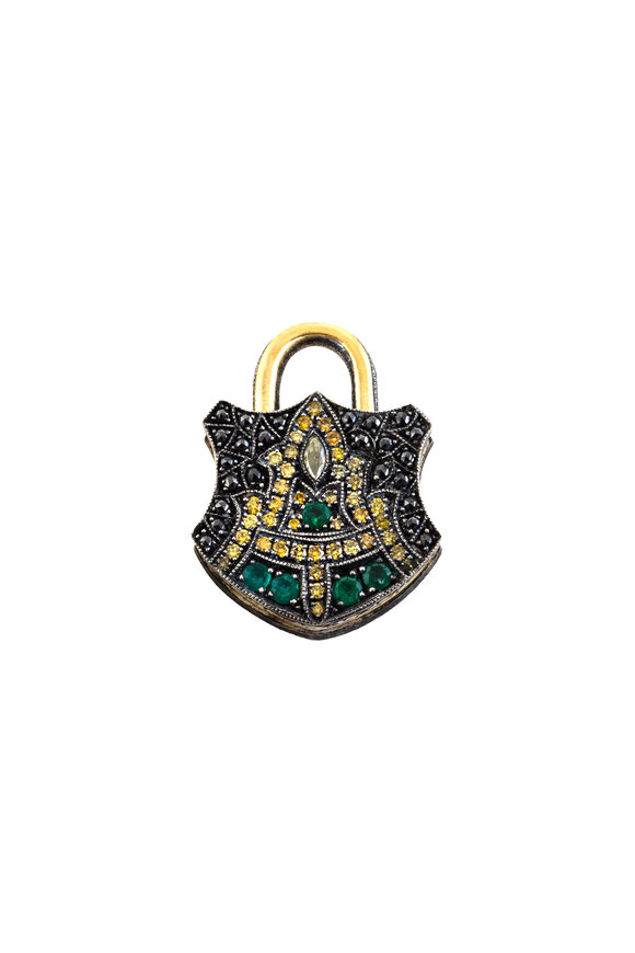 Sevan Bicakci Emerald & Diamond Wicked Padlock Pendant