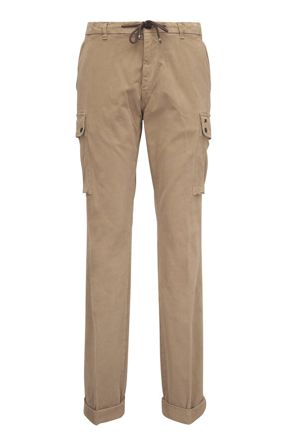 Masons Dark Tan Solid Cargo Drawstring Pant