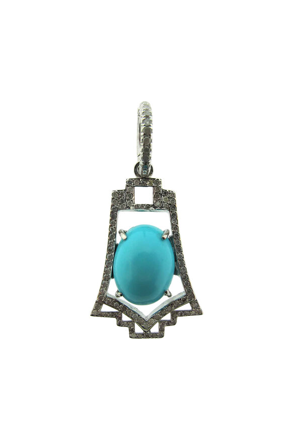 Loree Rodkin Small Art Deco Diamond & Turquoise Pendant - view 1