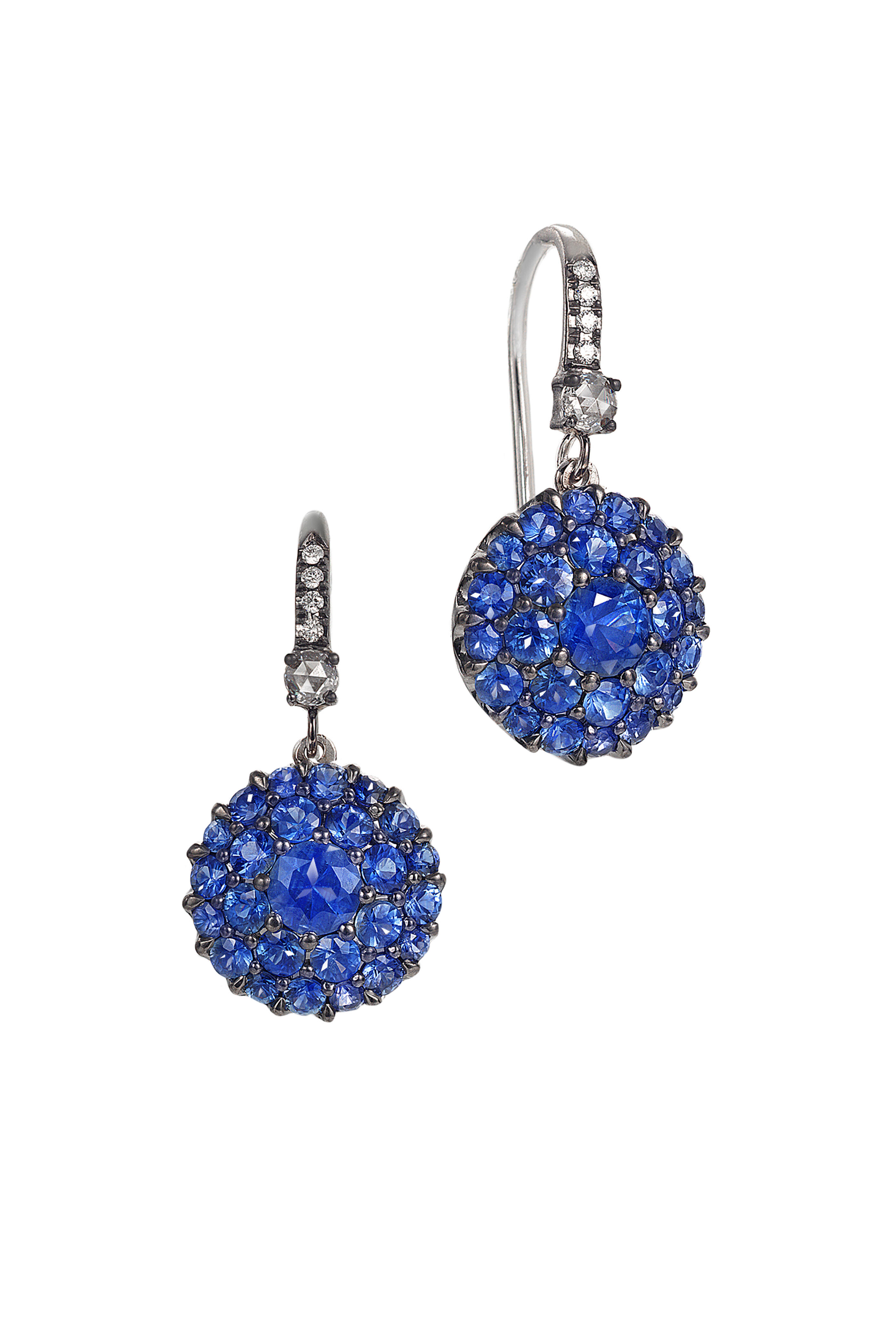 Nam Cho - 18K White Gold Blue Sapphire Spike Earrings