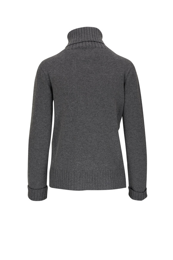 D.Exterior - Gray Lace Overlay Turtleneck Sweater