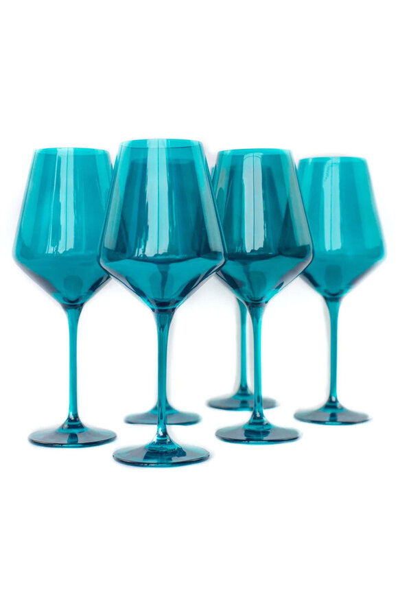 Estelle Colored Glass Stemware Set in Teal