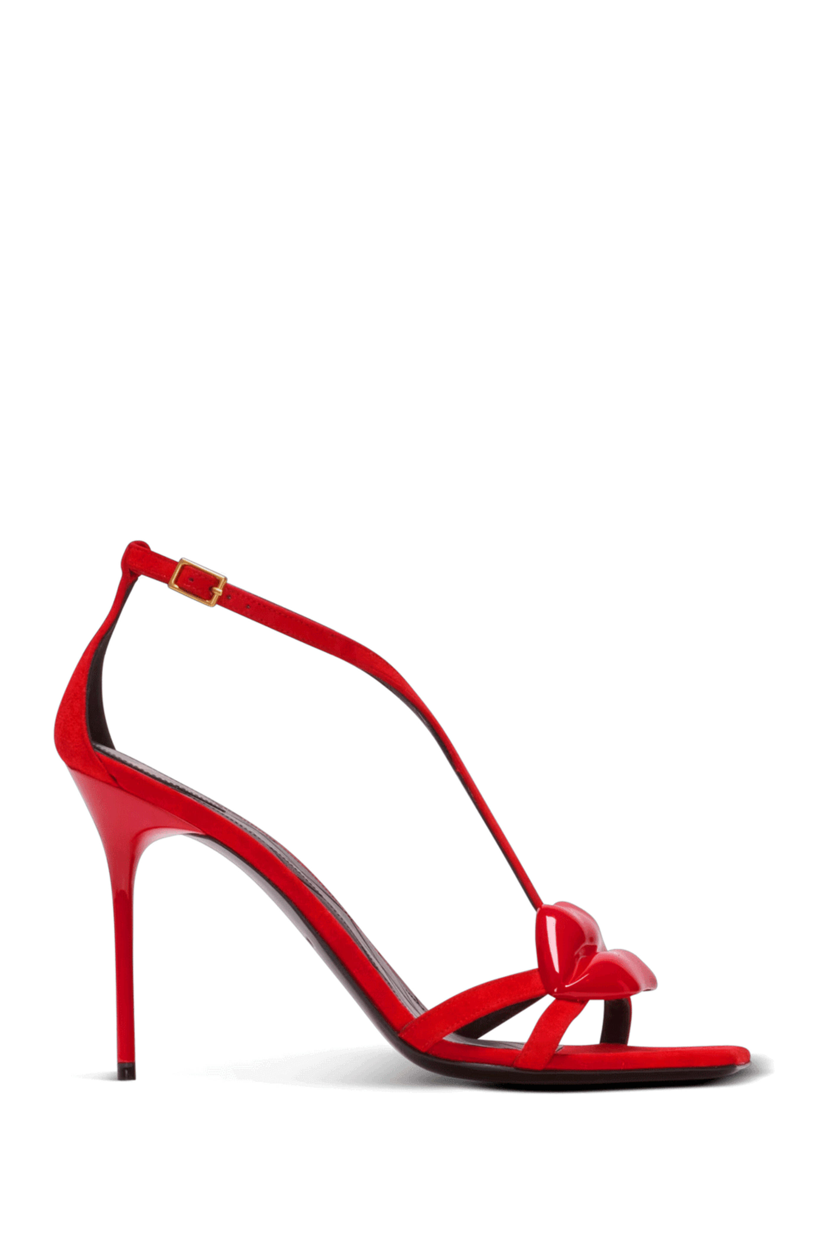Balmain - Suede Lips Sandal in Rouge | Mitchell Stores